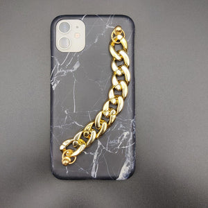 Black Marble Glossy Chain Holder Case