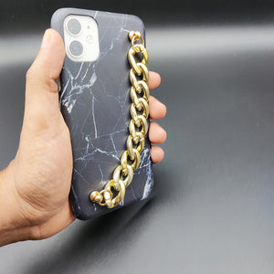 Black Marble Glossy Chain Holder Case