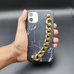 Black Marble Glossy Chain Holder Case