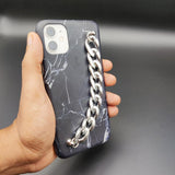 Black Marble Glossy Chain Holder Case