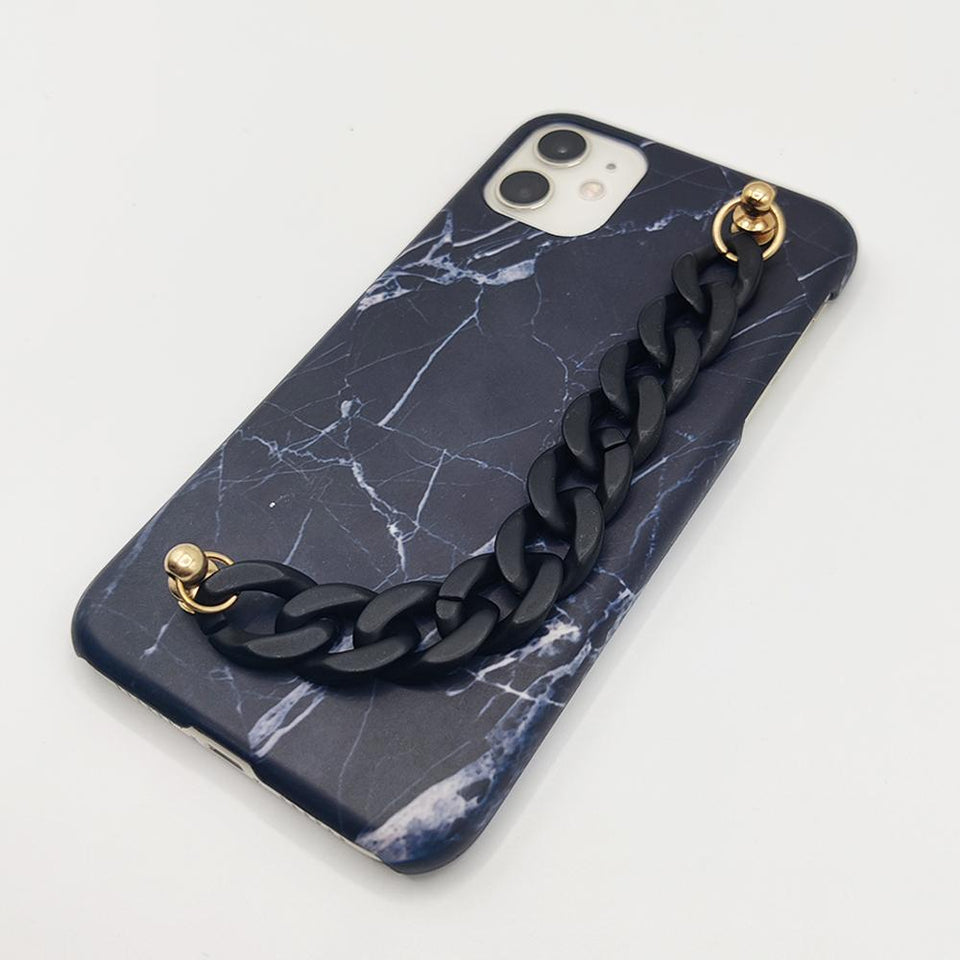 Black Marble Chain Holder Case Cover