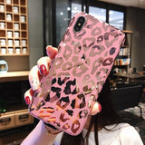 iPhone Pink Leopard Luxury Blue Ray Case Cover