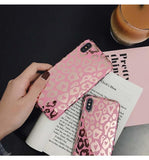 iPhone Pink Leopard Luxury Blue Ray Case Cover