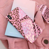 iPhone Pink Leopard Luxury Blue Ray Case Cover