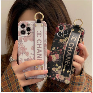 iPhone Luxury Brand CC Floral Strap Belt Case Cover