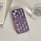 iPhone 14 Series Luxury Brand CD Chrome Purple Case Cover