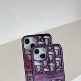 iPhone 14 Series Luxury Brand CD Chrome Purple Case Cover