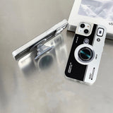 iPhone 15 Series Luxury Sliver Plated Camera Design Case Cover With Pop Holder