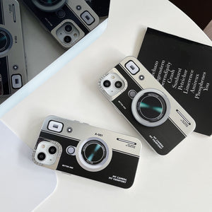 iPhone 15 Series Luxury Sliver Plated Camera Design Case Cover With Pop Holder