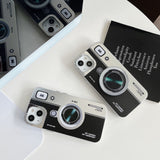 iPhone 15 Series Luxury Sliver Plated Camera Design Case Cover With Pop Holder