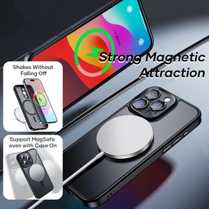 iPhone 15 Series Translucent Matte Finish Camera Lens Protection Magnetic Magsafe Case Cover