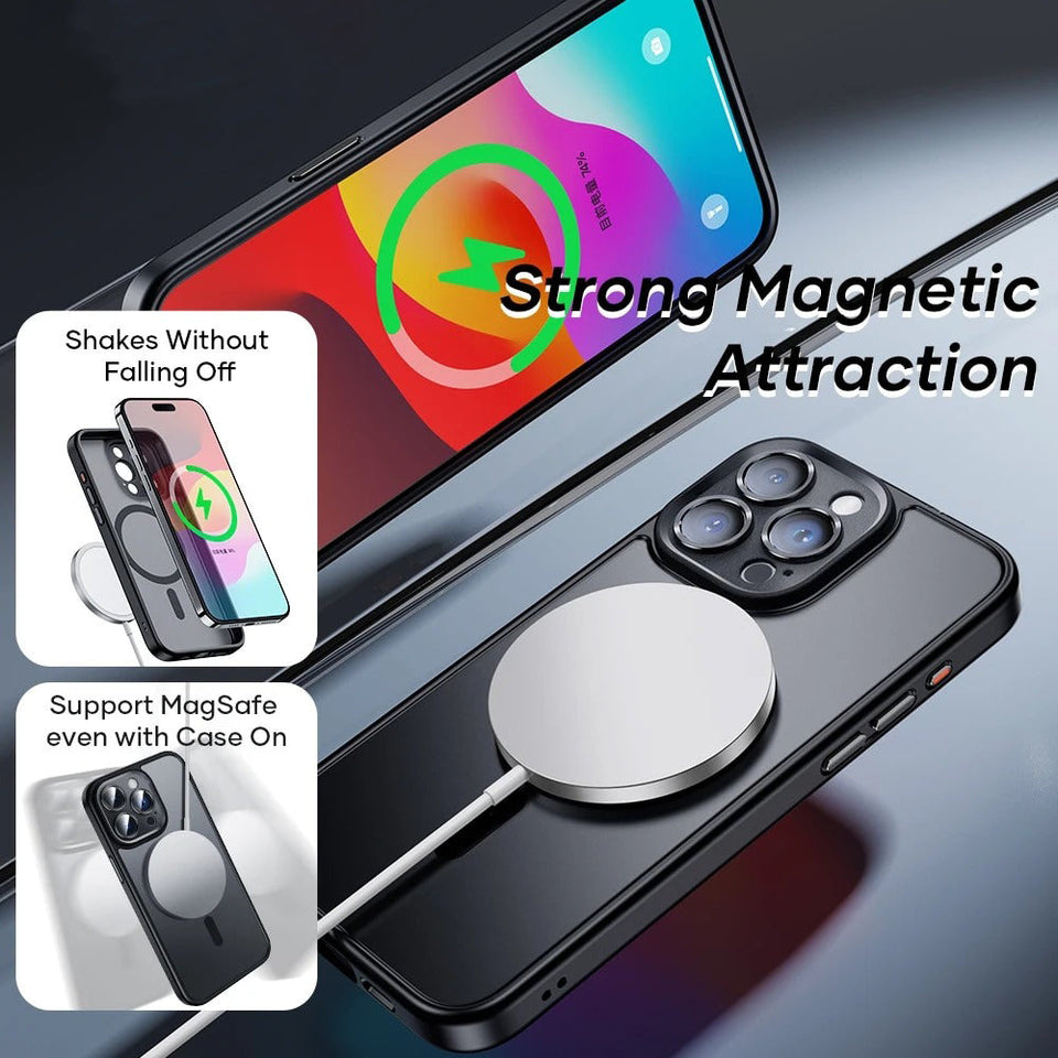 iPhone 15 Series Translucent Matte Finish Camera Lens Protection Magnetic Magsafe Case Cover