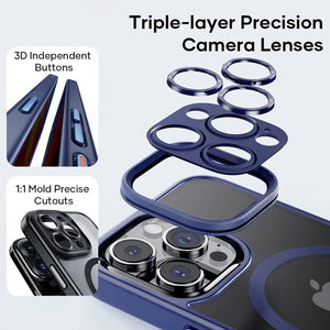 iPhone 15 Series Translucent Matte Finish Camera Lens Protection Magnetic Magsafe Case Cover