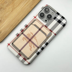 iPhone Luxury Plaid BB Pattern PU Leather Card Holder Case cover