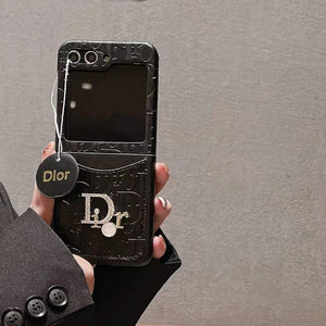 Samsung Galaxy Z Flip 5 Luxury PU Leather CD Pearl Diamond Card Holder Case Cover