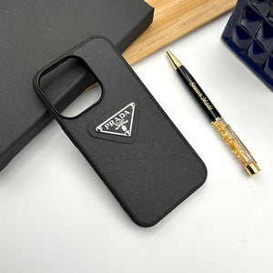 iPhone Luxury Brand Logo Leather Case Cover