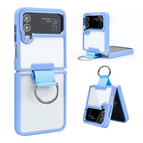 Samsung Galaxy Z Flip 4 Transparent Shockproof Clear Case With Metal Ring Stand