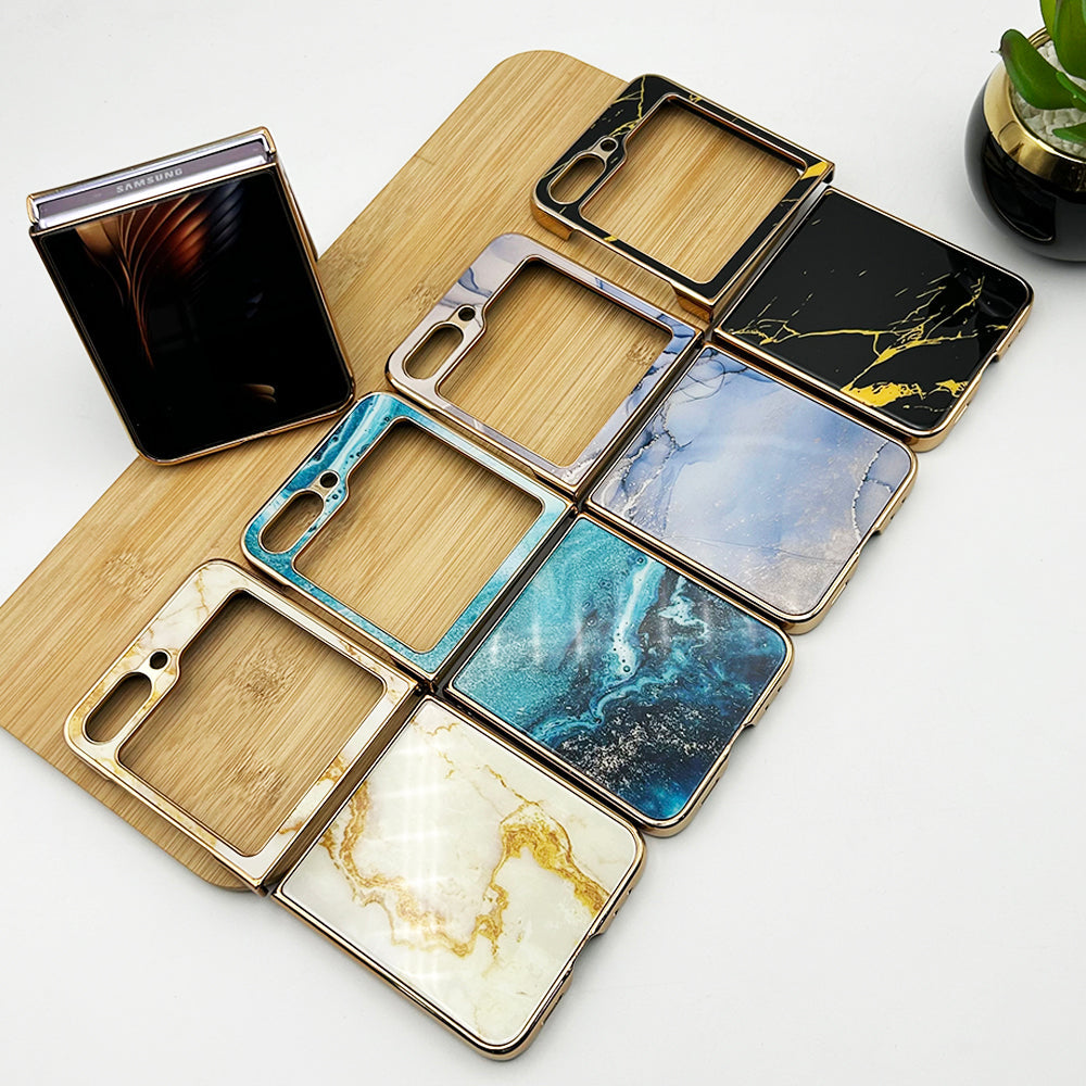 Samsung Galaxy Z Flip 5 Chrome Plated Marble Design Case Cover