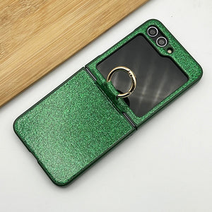 Samsung Galaxy Z Flip 5 Shimmer Glitter Bling Metal Ring Holder Case Cover