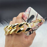 Flower Marble Golden Chain Holder Case Cover