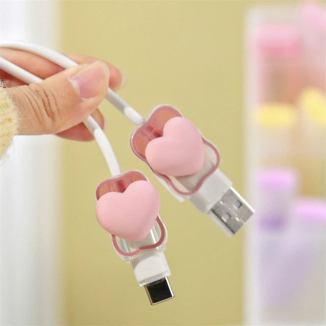 iPhone Cable Protector and Adapter Charging Case Love Heart Transparent
