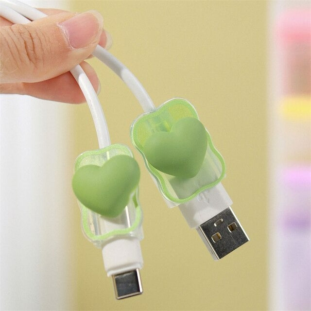iPhone Cable Protector and Adapter Charging Case Love Heart Transparent
