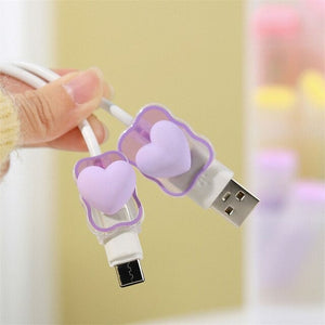 iPhone Cable Protector and Adapter Charging Case Love Heart Transparent