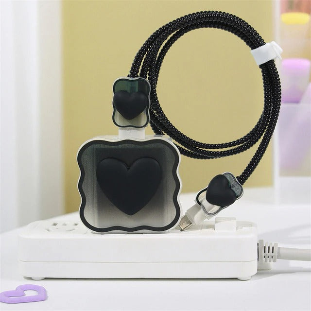 iPhone Cable Protector and Adapter Charging Case Love Heart Transparent