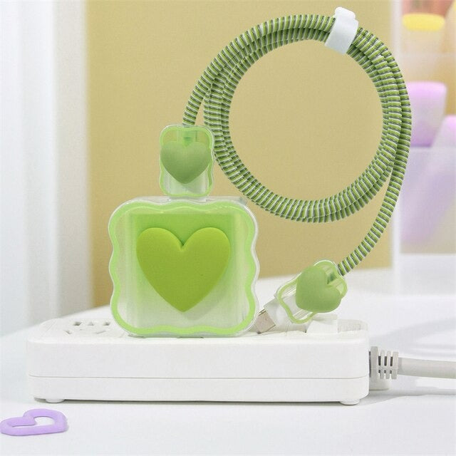 iPhone Cable Protector and Adapter Charging Case Love Heart Transparent