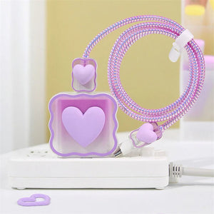 iPhone Cable Protector and Adapter Charging Case Love Heart Transparent