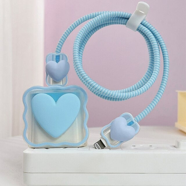 iPhone Cable Protector and Adapter Charging Case Love Heart Transparent