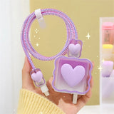 iPhone Cable Protector and Adapter Charging Case Love Heart Transparent