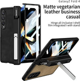 Samsung Galaxy Z Fold 4 Leather Case with Kickstand And Capacitive Pen Holder