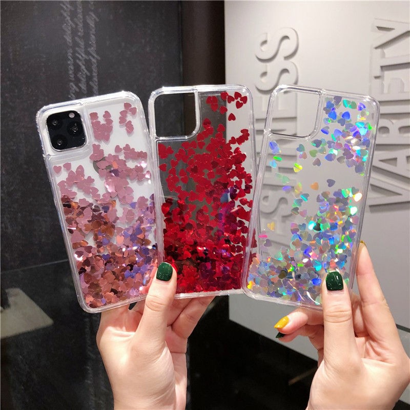 iPhone 13 Pro Floating Shimmer Glitter Love Heart Sequins Cover Clearance Sale