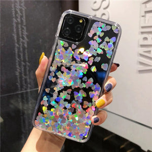 iPhone 13 Pro Floating Shimmer Glitter Love Heart Sequins Cover Clearance Sale