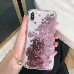 iPhone 13 Pro Floating Shimmer Glitter Love Heart Sequins Cover Clearance Sale