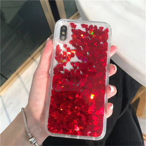 iPhone 13 Pro Floating Shimmer Glitter Love Heart Sequins Cover Clearance Sale