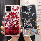 iPhone 13 Pro Floating Shimmer Glitter Love Heart Sequins Cover Clearance Sale