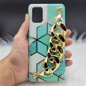 Green Marble Big Golden Chain Holder Case Cover