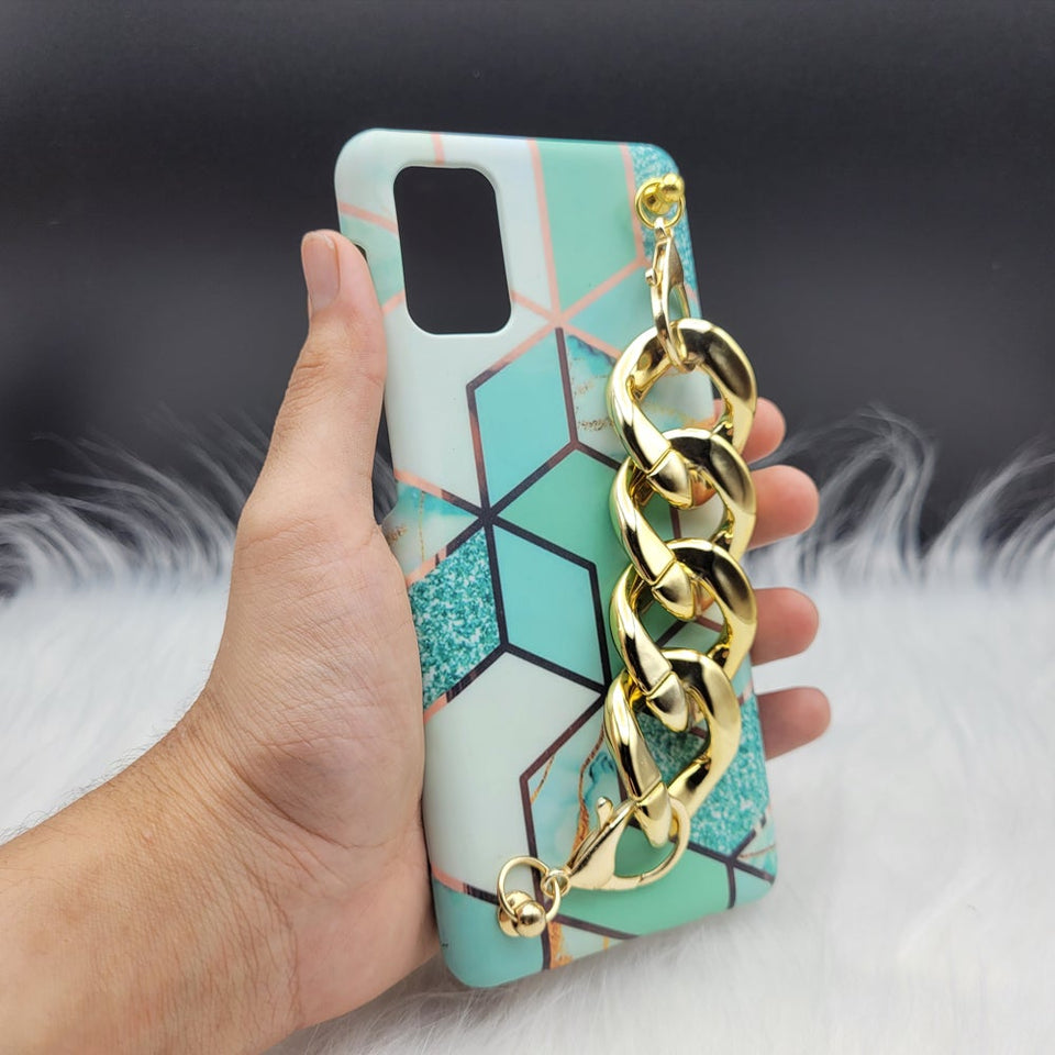 Green Marble Big Golden Chain Holder Case Cover