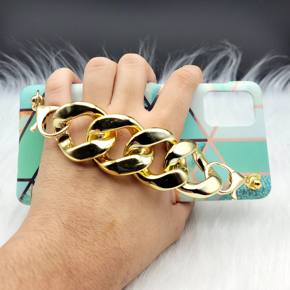 Green Marble Big Golden Chain Holder Case Cover
