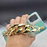Green Marble Big Golden Chain Holder Case Cover