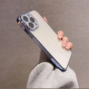 iPhone Luxury Crystal Diamond Plating Lens Protection Clear Transparent Matte Case Cover