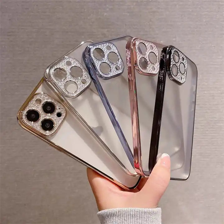 iPhone Luxury Crystal Diamond Plating Lens Protection Clear Transparent Matte Case Cover