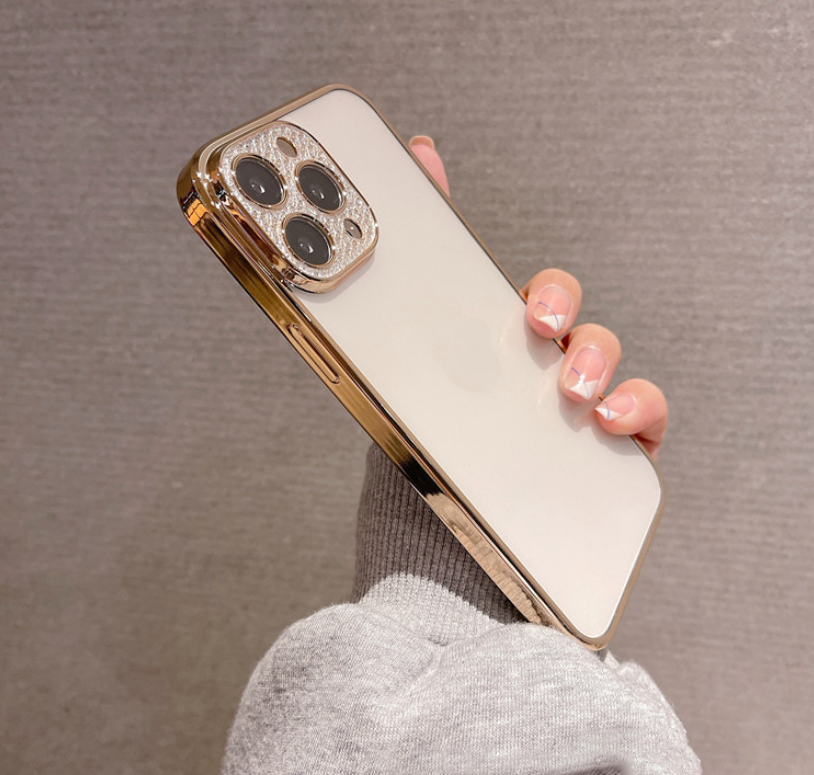 iPhone Luxury Crystal Diamond Plating Lens Protection Clear Transparent Matte Case Cover