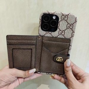 iPhone Luxury Brand GG Wallet Case Cover