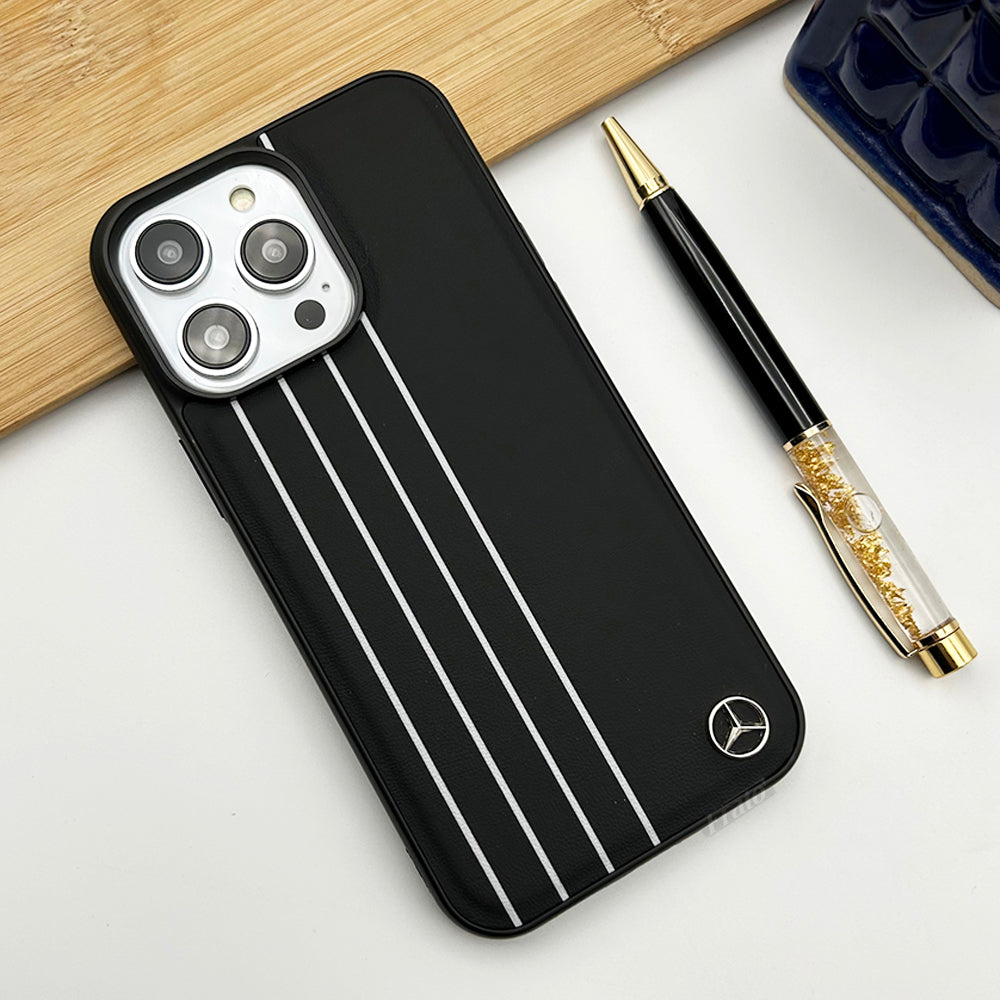 iPhone Mercedes Black Leather Stripe Case Cover