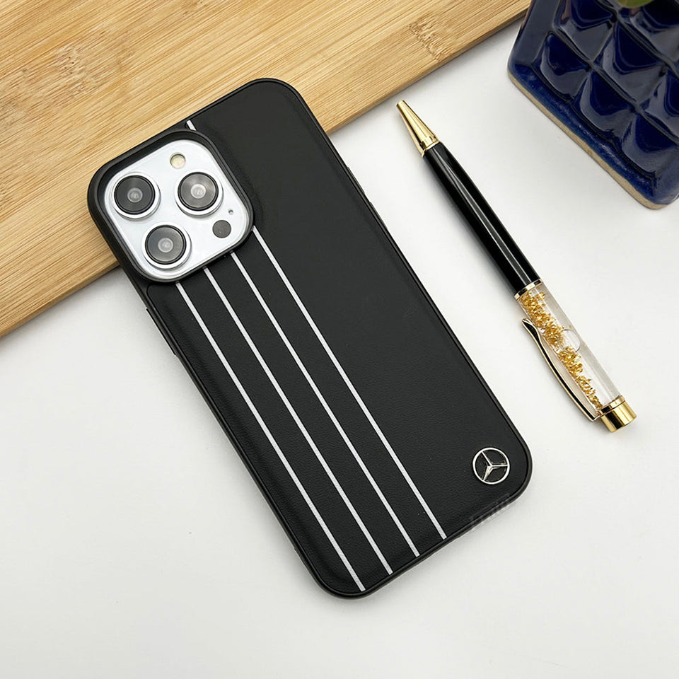 iPhone Mercedes Black Leather Stripe Case Cover