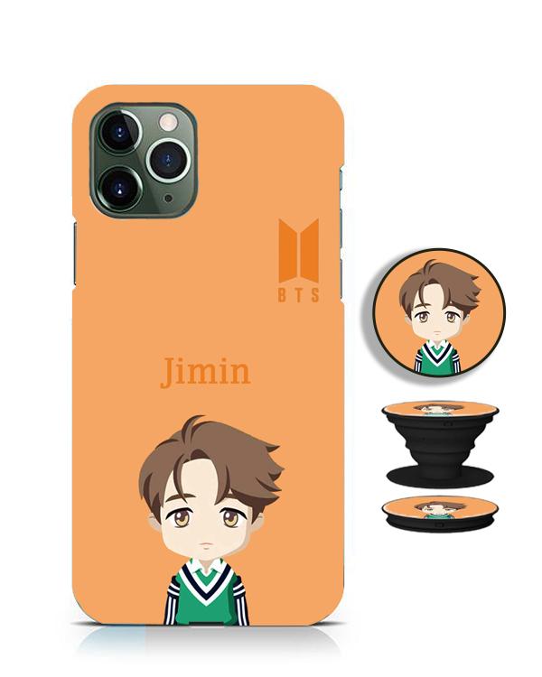 jin k pop bts bt21 cartoon mobile phone cover with holder k-pop case