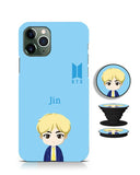 jin k pop bts bt21 cartoon mobile phone cover with holder k-pop case
